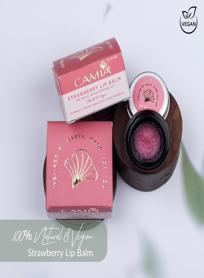 CAMIA - 100% Natural Strawberry Lip Balm for Dry & Chapped Lips |100% Natural & Vegan |Enriched with Almond Oil | Moisturization & Lightning Dark Pigmented Lips| 5 Gm - Image 4